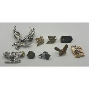 Vintage Military & Misc Pins USA Lot Of 9 Antique Eagle NRA etc